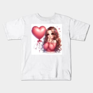 Charming girl with balloon Kids T-Shirt